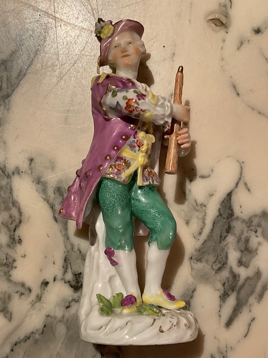 Statuette En Porcelaine Polychrome De Meissen D’époque Milieu 18ème Représentant Un Clarinettiste -photo-6