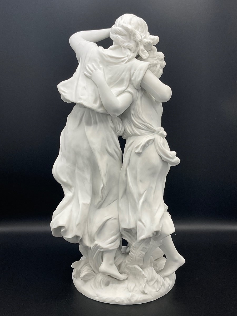 Porcelain Biscuit Representing Le Coup De Vent Signed Hippolyte Moreau.-photo-3