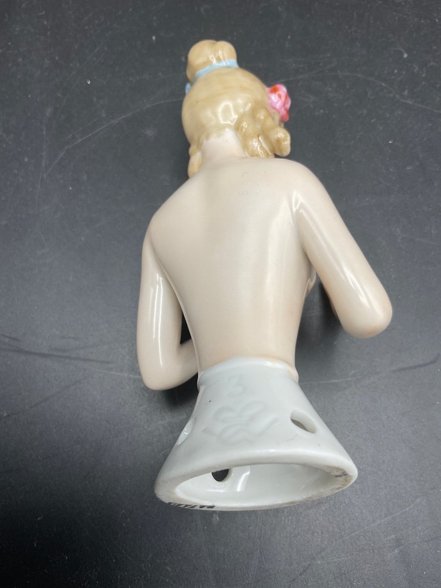 Demi Figurine En Porcelaine Allemande Polychrome Représentant Jenny Lind Cantatrice Suédoise.-photo-2