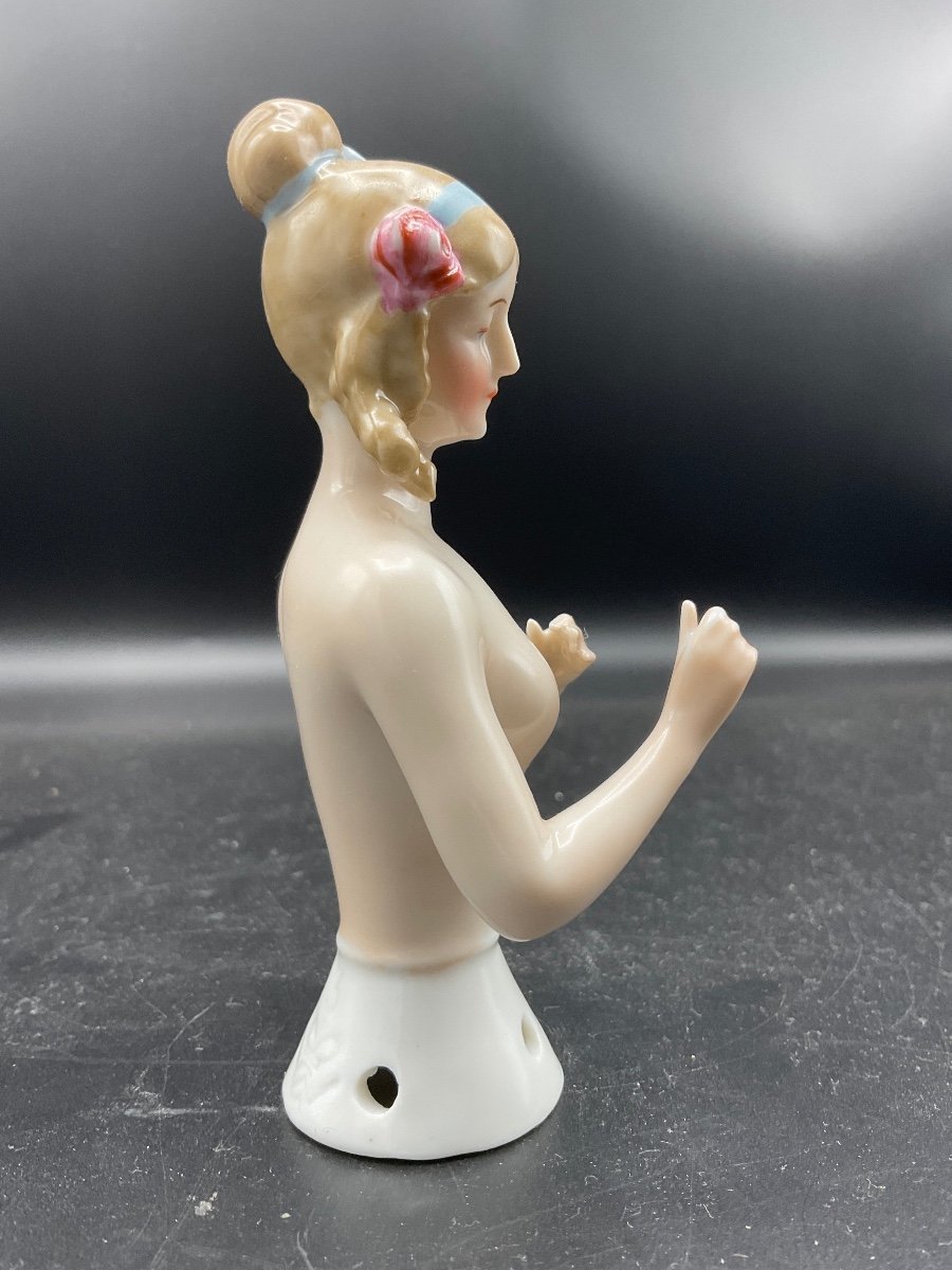 Demi Figurine En Porcelaine Allemande Polychrome Représentant Jenny Lind Cantatrice Suédoise.-photo-5
