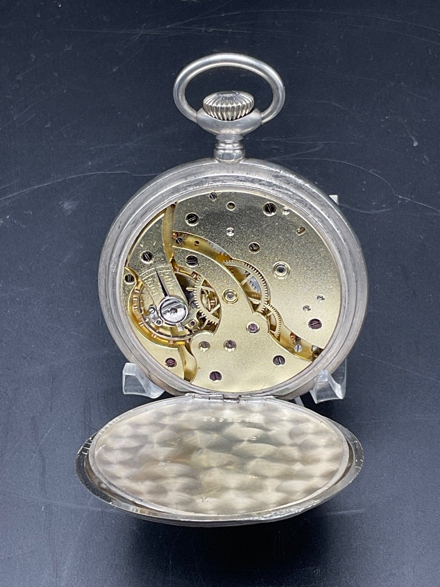 Pocket Or Pocket Watch In Sterling Silver Lip Brand Decorated With Floral Rinceau And Crest.-photo-4