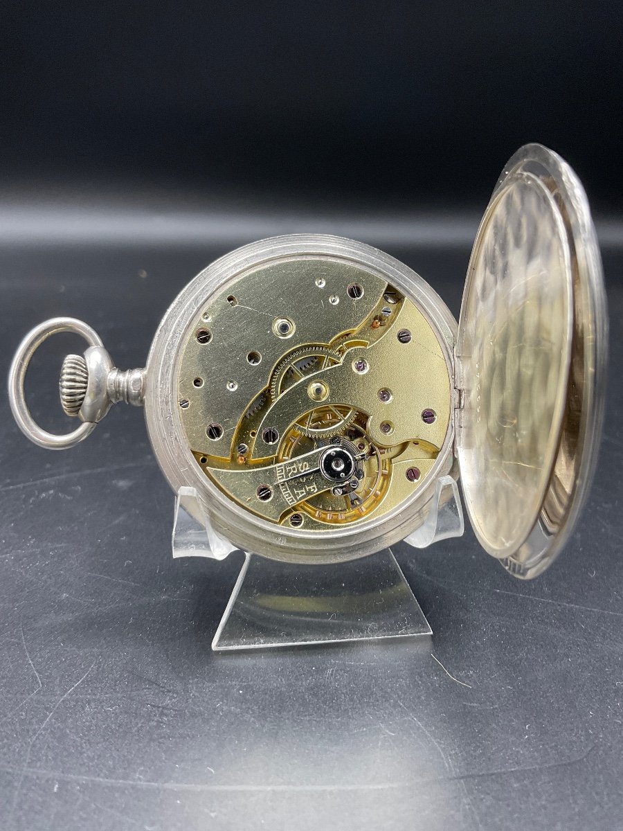 Pocket Or Pocket Watch In Sterling Silver Lip Brand Decorated With Floral Rinceau And Crest.-photo-4