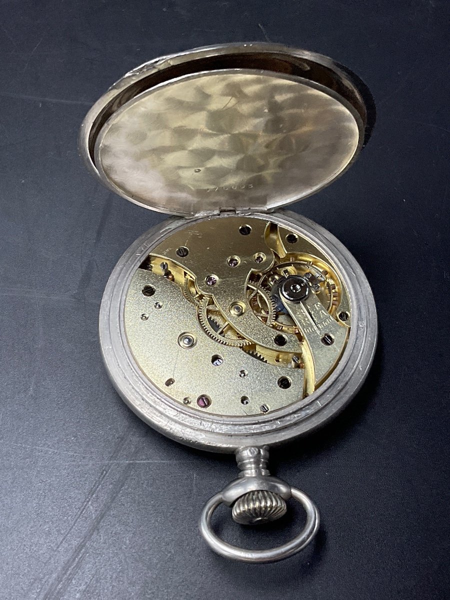 Pocket Or Pocket Watch In Sterling Silver Lip Brand Decorated With Floral Rinceau And Crest.-photo-8