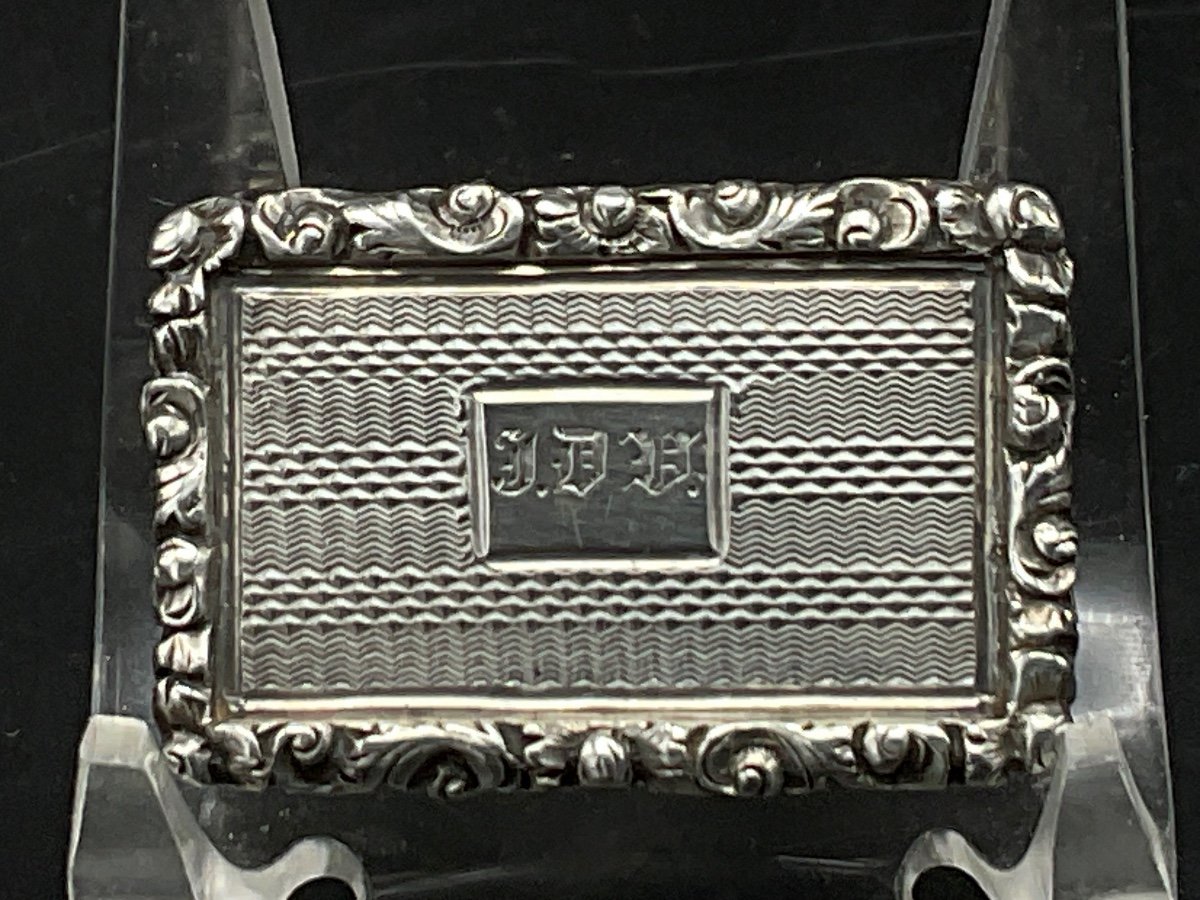 Rectangular Dressing Table In Guilloche And Chiselled English Sterling Silver.