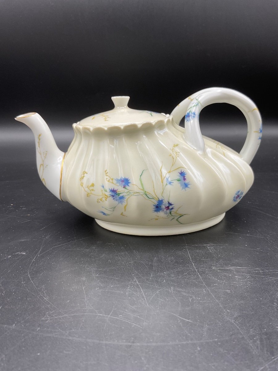 Rare Tête-à-tête In Limoges Porcelain From The Haviland Manufacture Of The Fluted Service Created By Félix Braquemond.-photo-3