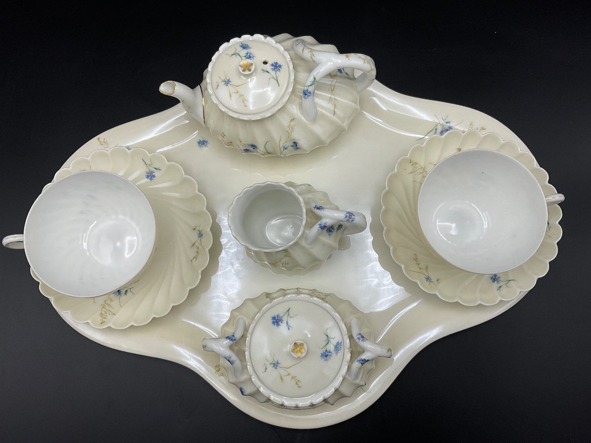 Rare Tête-à-tête In Limoges Porcelain From The Haviland Manufacture Of The Fluted Service Created By Félix Braquemond.-photo-7