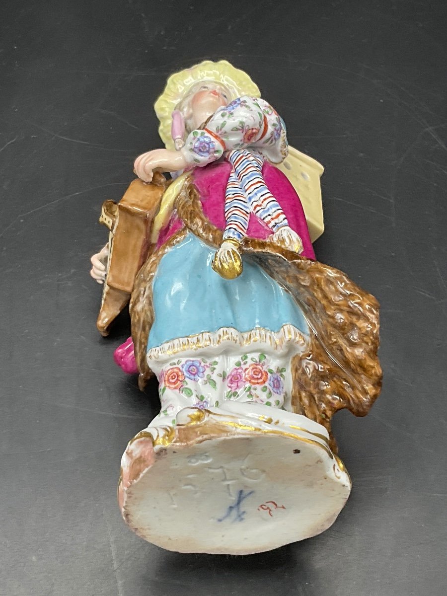 Couple Of Musicians In Polychrome Porcelain From The Meissen Manufacture Representing Malabar And Malabarin.-photo-1