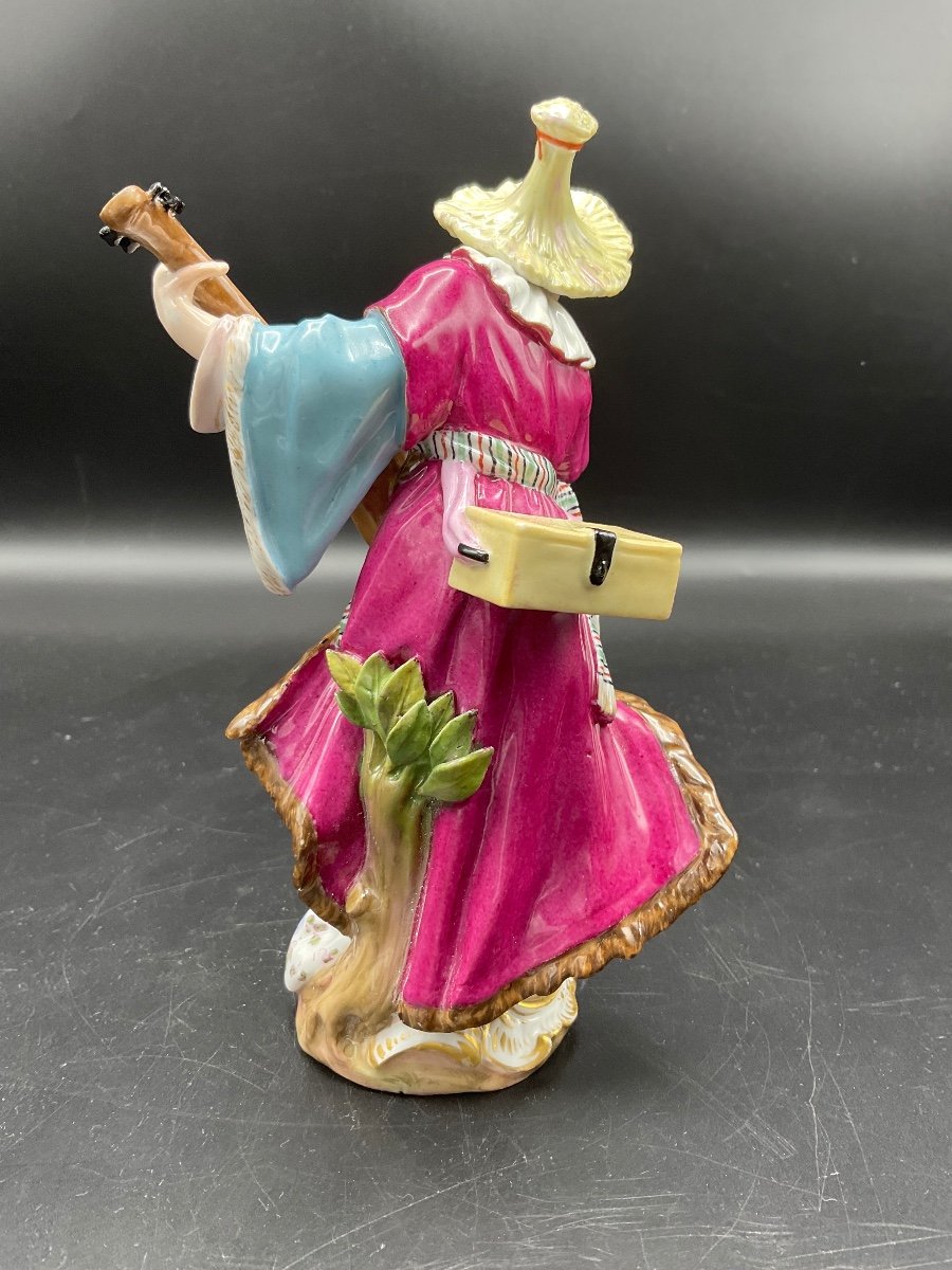 Couple Of Musicians In Polychrome Porcelain From The Meissen Manufacture Representing Malabar And Malabarin.-photo-8