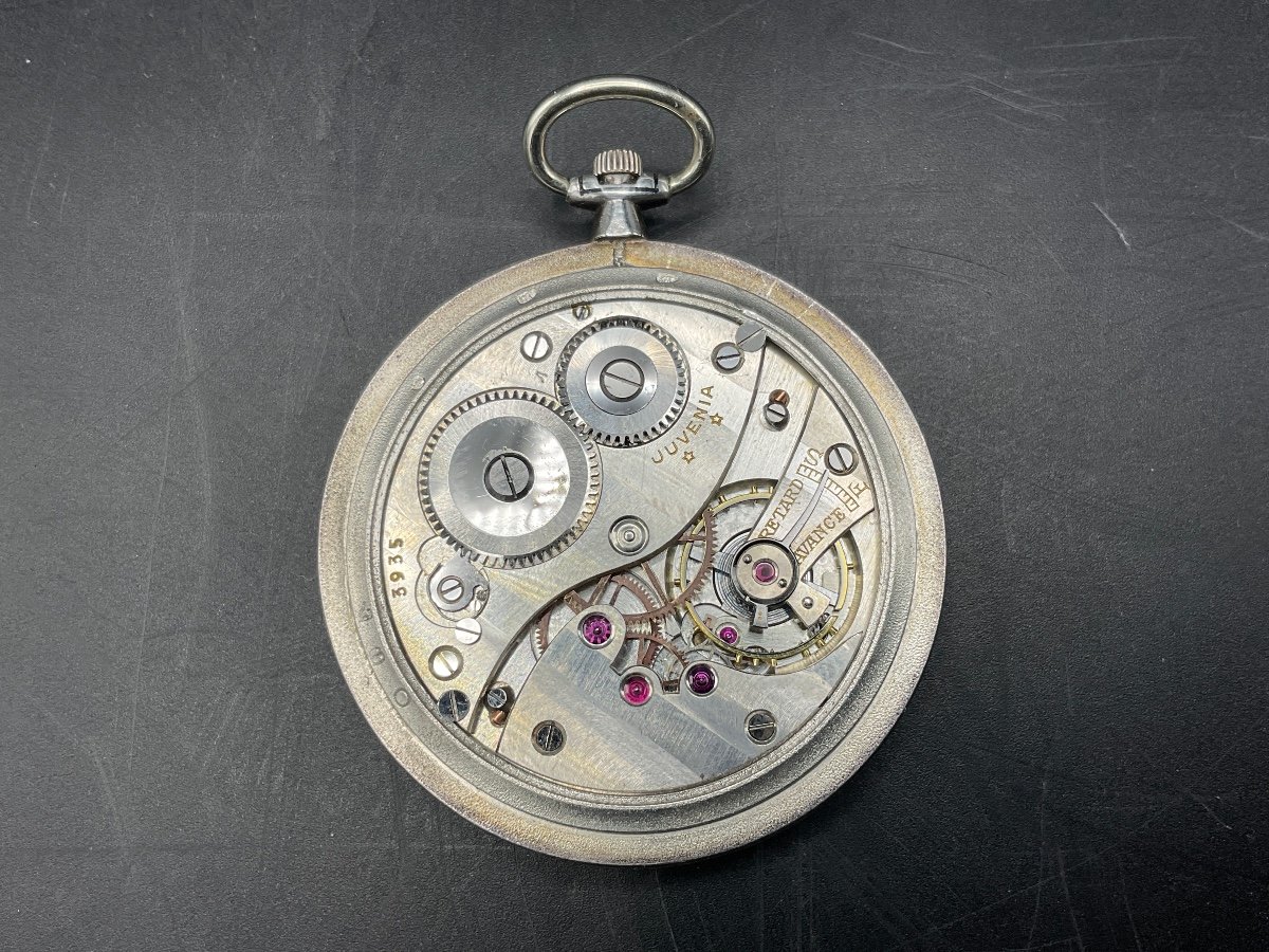 Gusset Or Extra Flat Pocket Watch In Geneva Enamel In Sterling Silver From Juvenia Brand.-photo-2