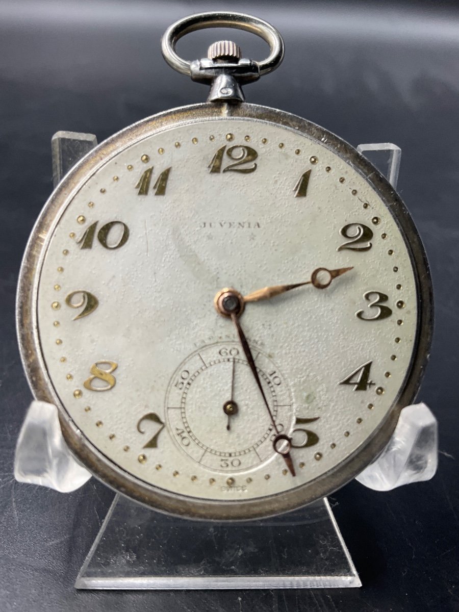 Gusset Or Extra Flat Pocket Watch In Geneva Enamel In Sterling Silver From Juvenia Brand.-photo-6