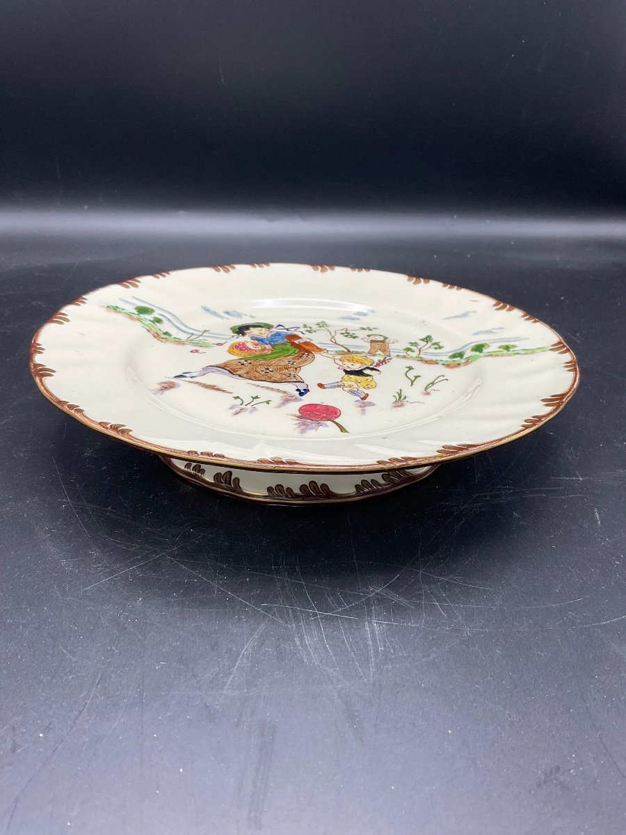 Earthenware Cake Pedestal Display From The Parisian Service In Creil And Montereau.-photo-2