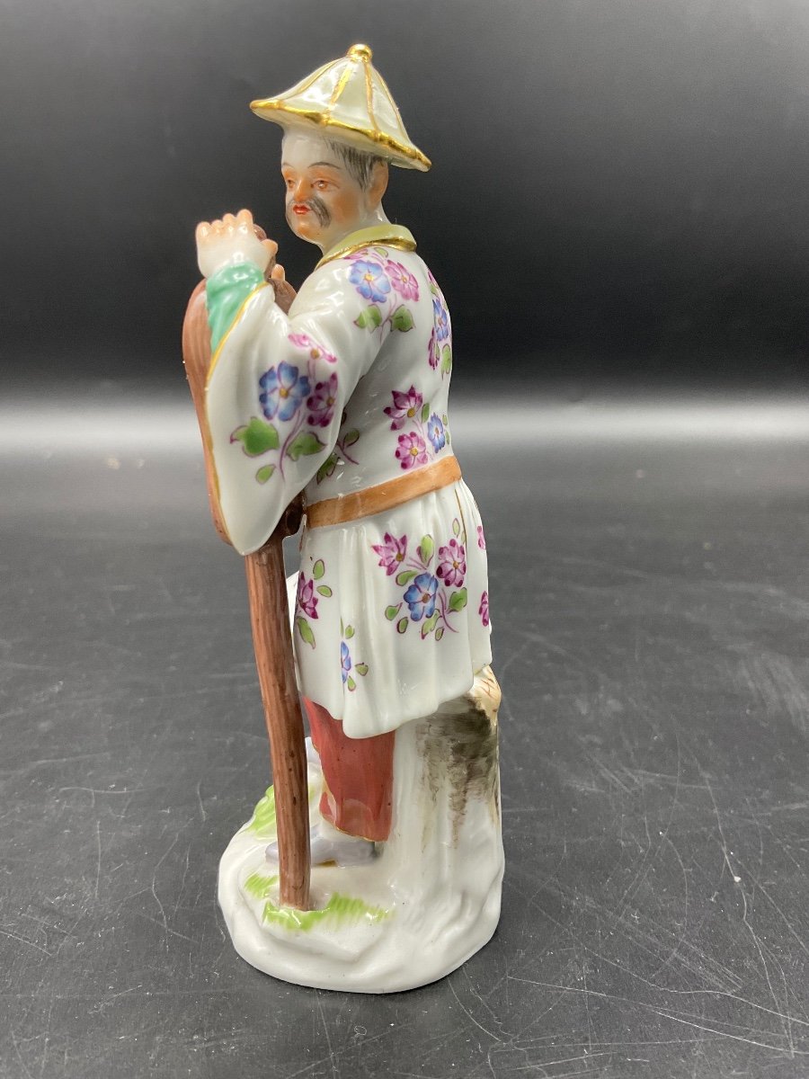 Meissen Polychrome Porcelain Depicting A Japanese Man In Traditional Costume Standing.-photo-5