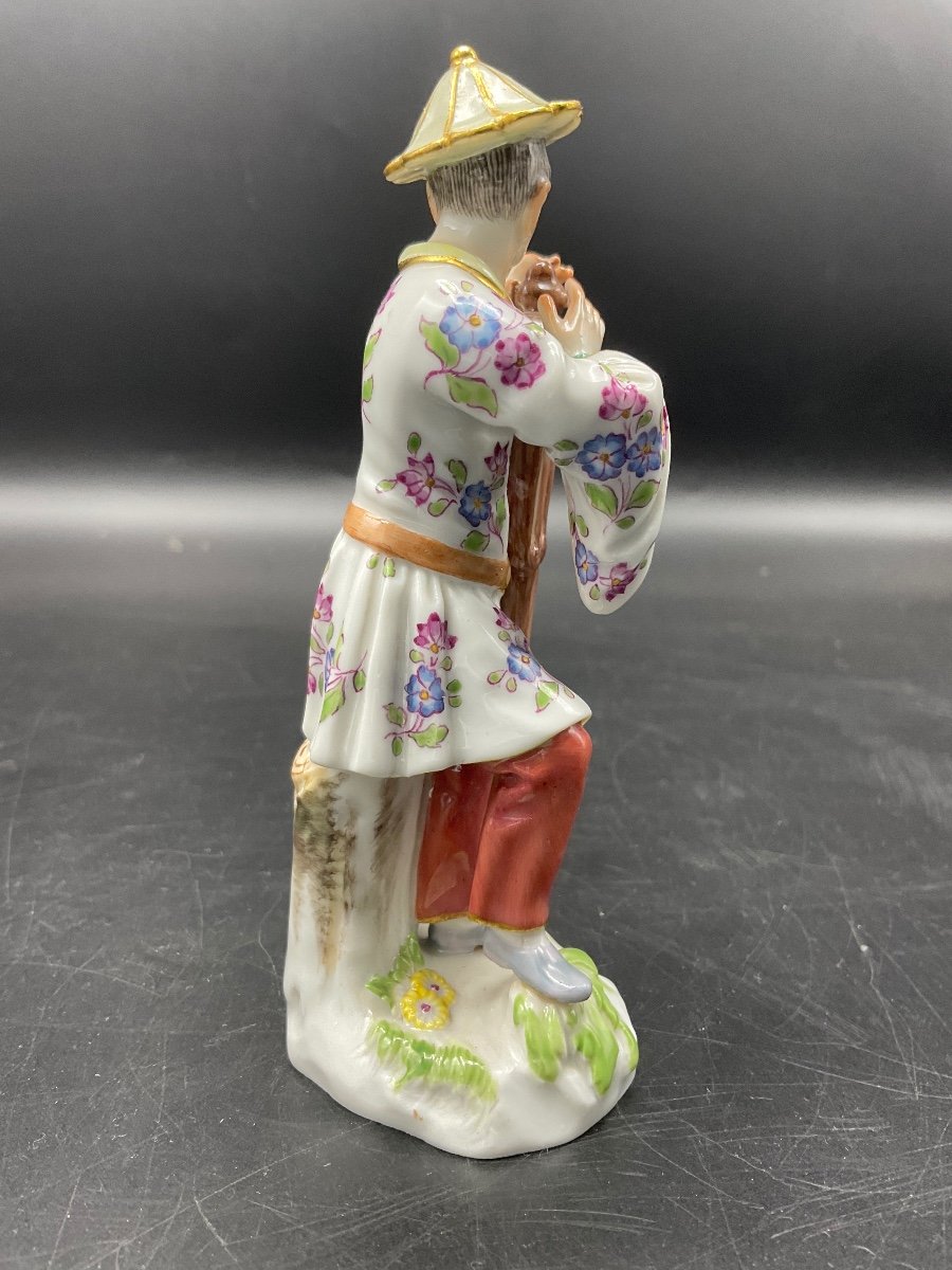 Meissen Polychrome Porcelain Depicting A Japanese Man In Traditional Costume Standing.-photo-6