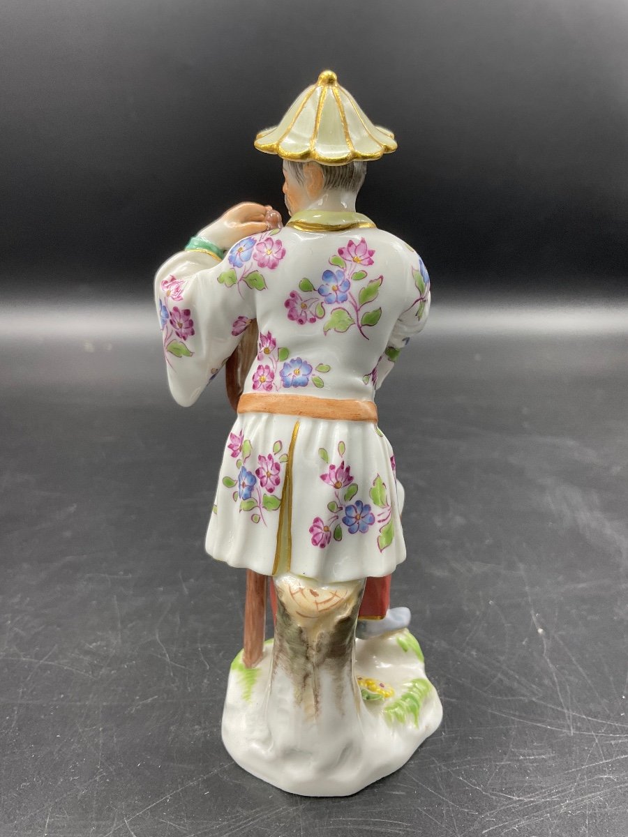 Meissen Polychrome Porcelain Depicting A Japanese Man In Traditional Costume Standing.-photo-7