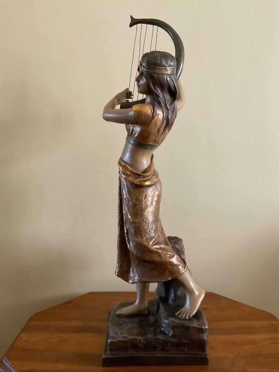 Polychrome Orientalist Terracotta From The Goldsheider Manufactory Signed George Coudray.-photo-3