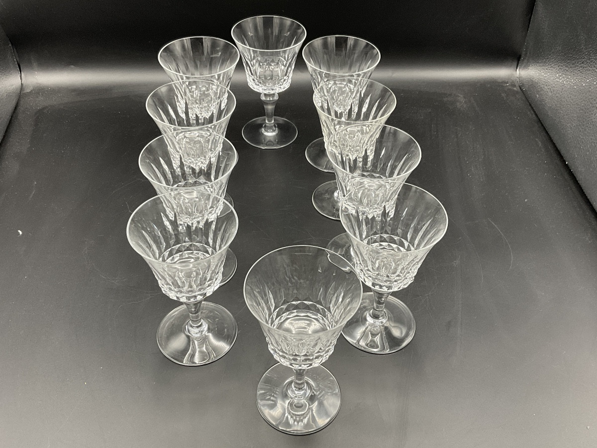 Ten Piccadilly Model Red Wine Glasses In Clear Crystal From Baccarat Crystal Works.-photo-6