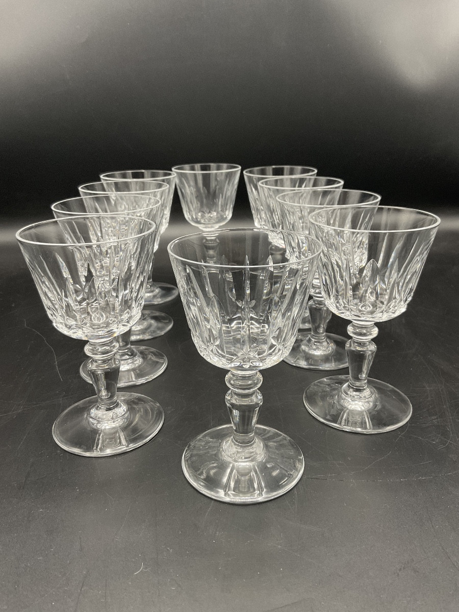 Dix Verres à Porto Modèle île De France En Cristal Incolore De La Cristallerie De Baccarat 