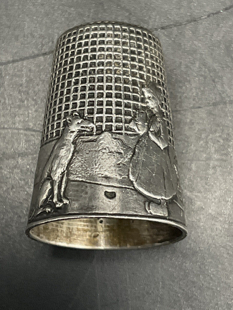Sterling Silver Thimble Illustrating The Tale Of Little Red Riding Hood By Charles Perrault.-photo-7