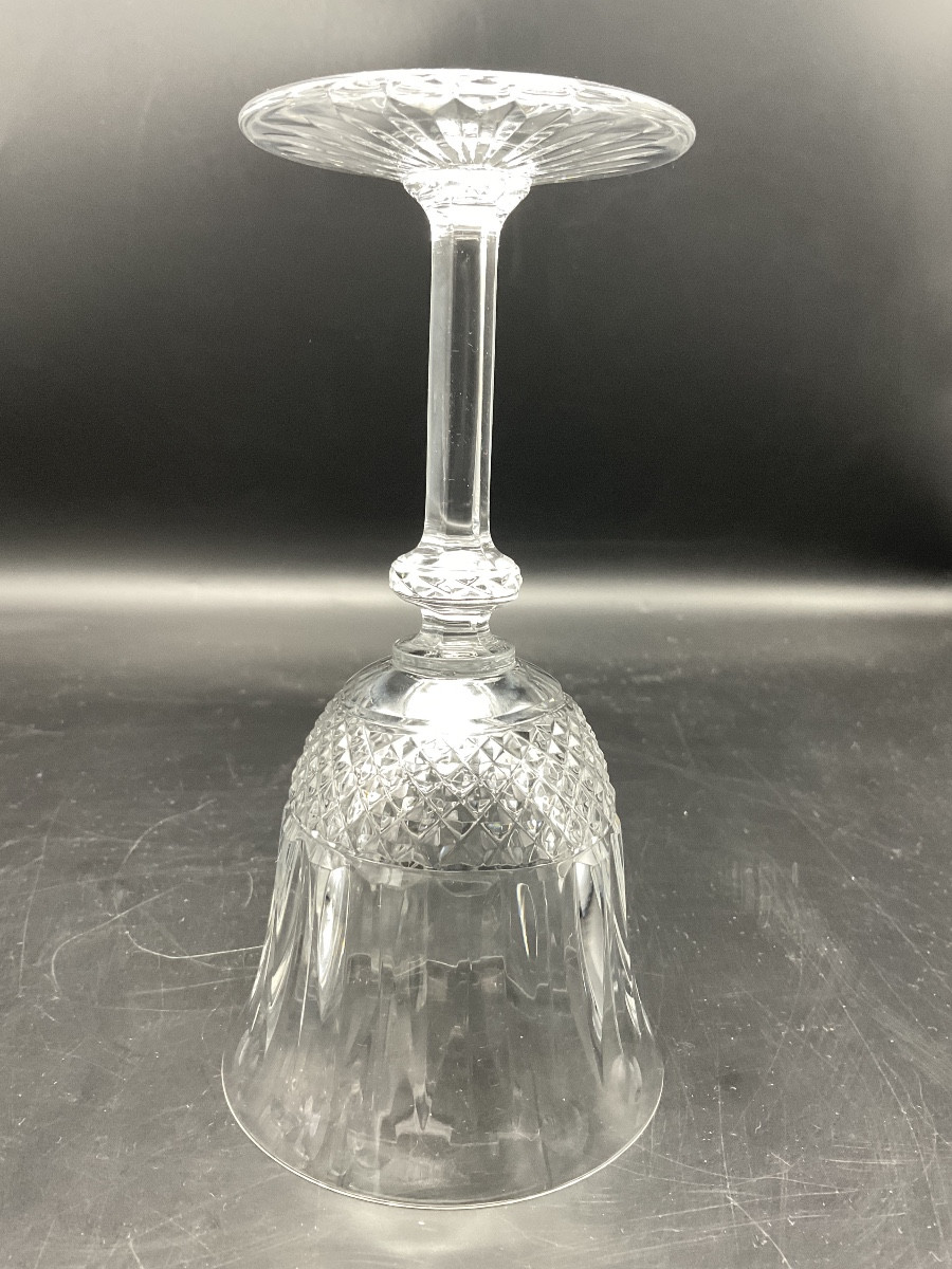 Ten Saint Louis Tommy Model Burgundy Red Wine Glasses In Colorless Cut Crystal.-photo-5