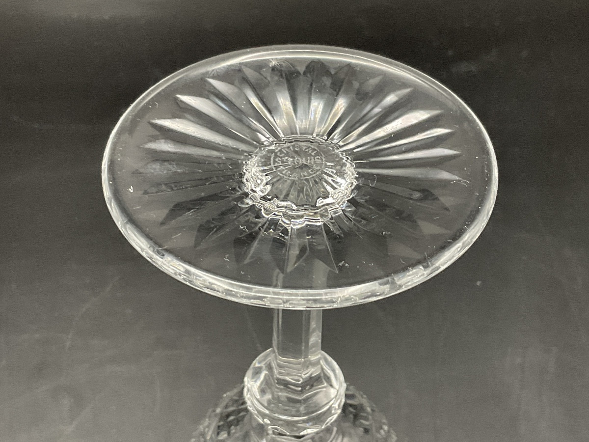 Ten Saint Louis Tommy Model Burgundy Red Wine Glasses In Colorless Cut Crystal.-photo-6