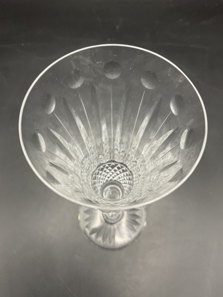 Five Saint Louis Crystal Champagne Flutes, Tommy Model, In Colorless Cut Crystal.-photo-3
