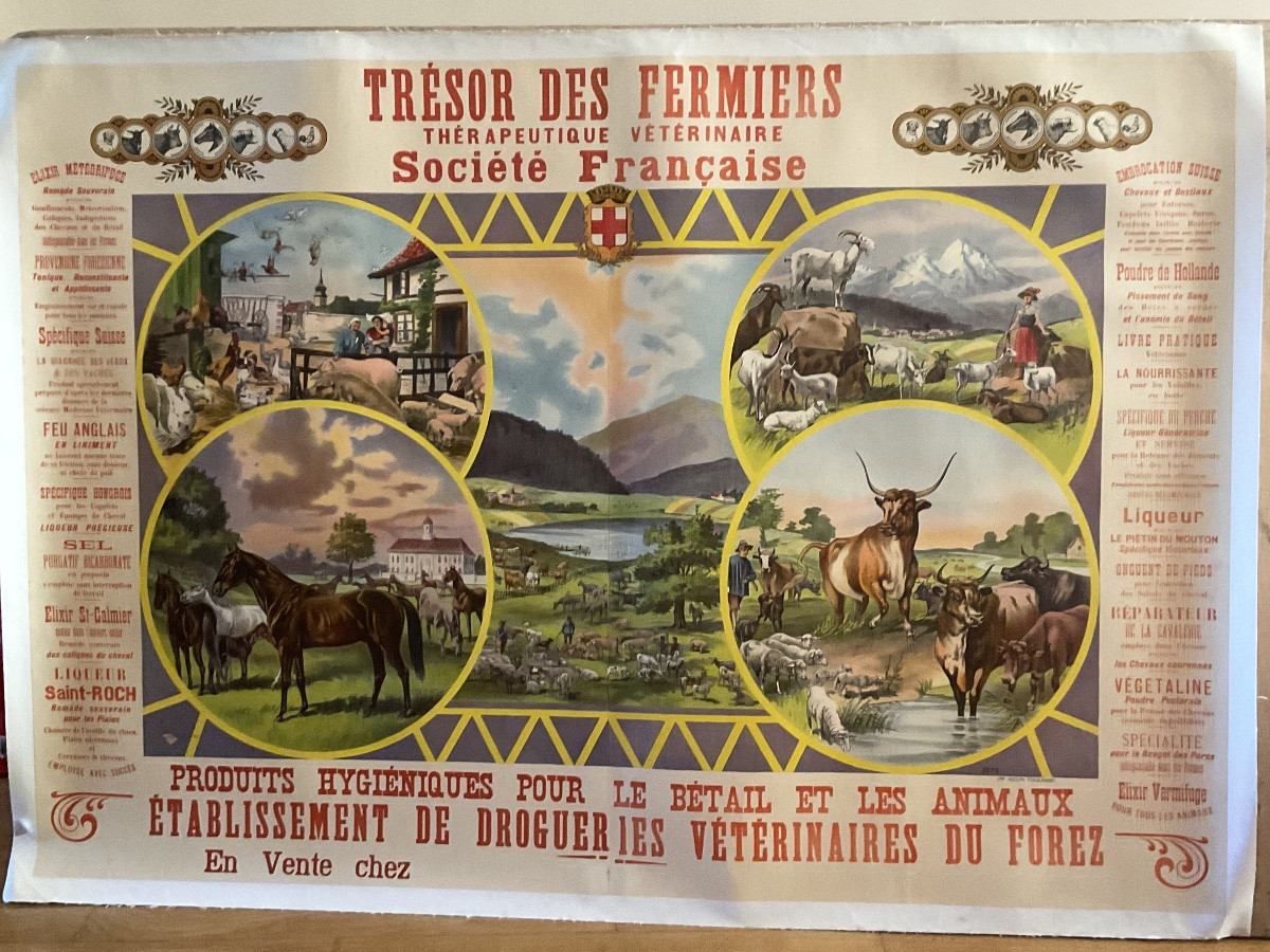 Affiche de Adolph Friedländer trésor des fermiers thérapeutique vétérinaire société française.-photo-6
