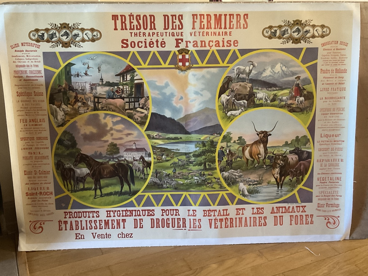 Affiche de Adolph Friedländer trésor des fermiers thérapeutique vétérinaire société française.-photo-7