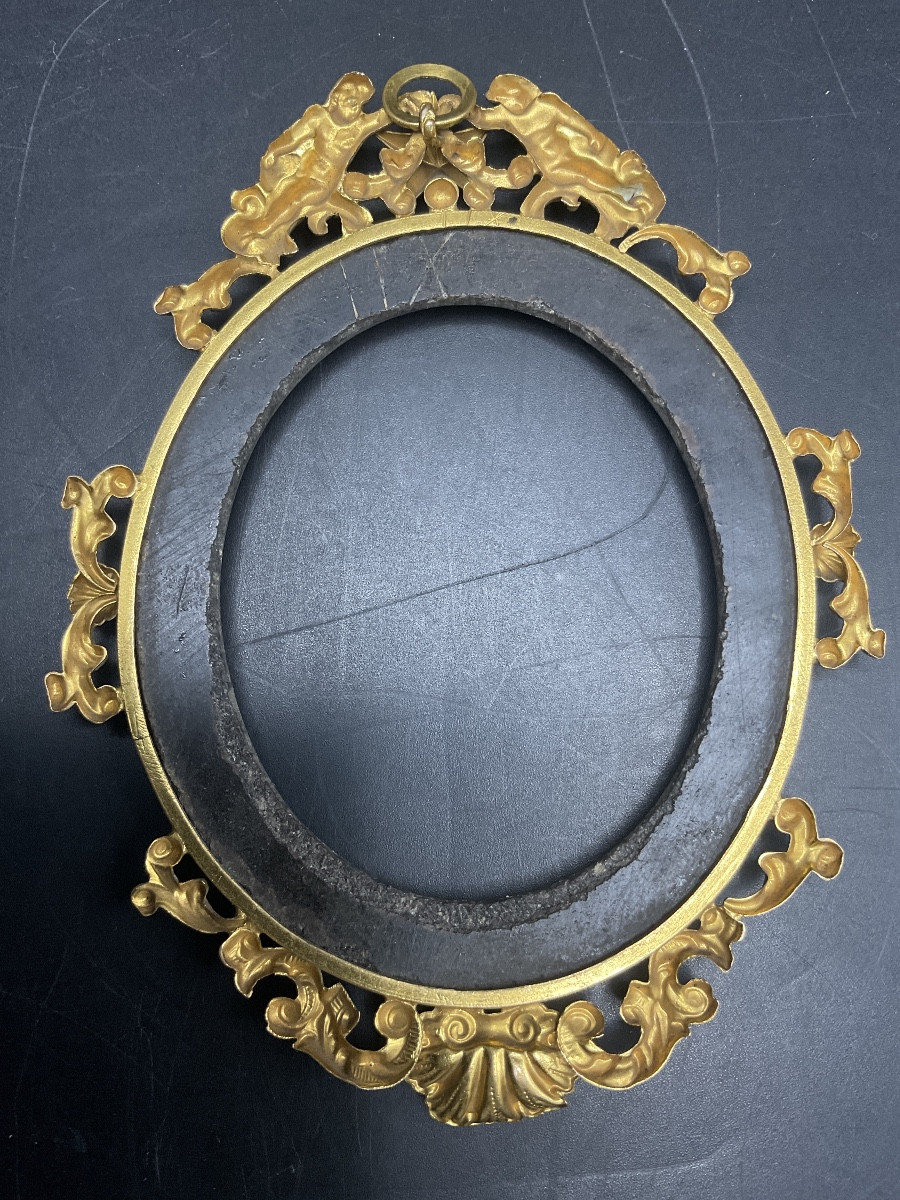 Miniature Painted On Oval Ivory Under Glass Representing The Child King Of Rome With His Frame.-photo-5