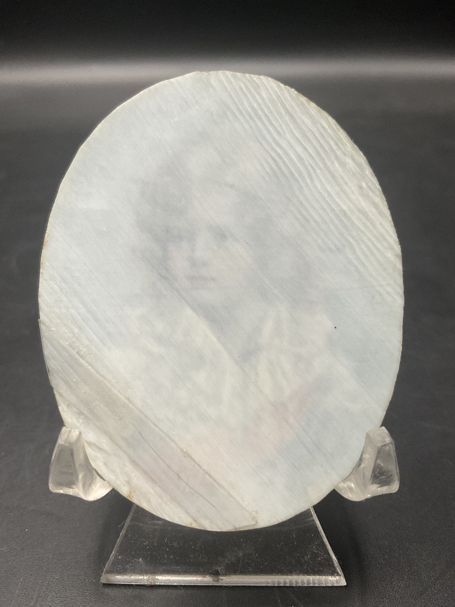Miniature Painted On Oval Ivory Under Glass Representing The Child King Of Rome With His Frame.-photo-8