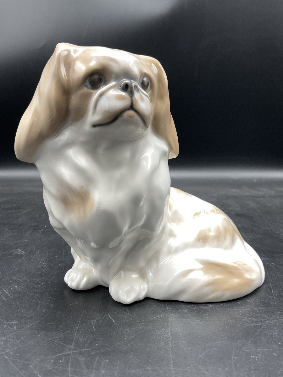 Pekingese Dog In Polychrome Porcelain From The Royal Copenhagen Factory Signed Peter Herold.-photo-7