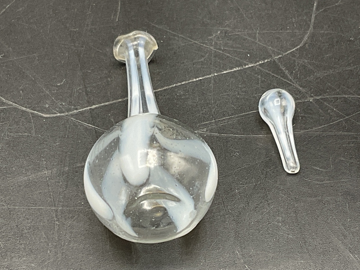 Murano Six Small Stemmed Glasses With A Carafe And Its Miniature Stopper In Blown Glass.-photo-1