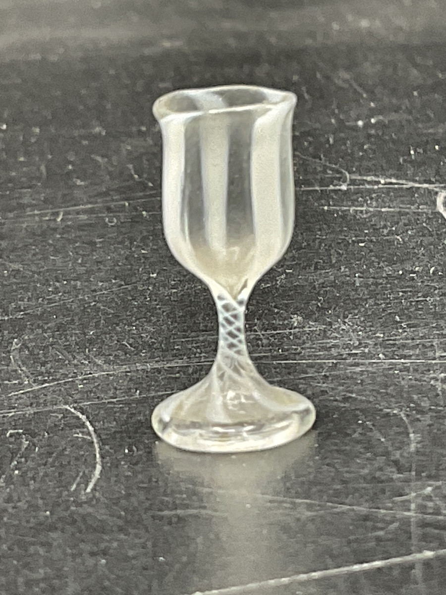 Murano Six Small Stemmed Glasses With A Carafe And Its Miniature Stopper In Blown Glass.-photo-4