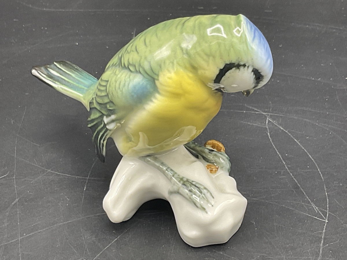 Blue Tit Perched On A Branch In Polychrome Porcelain From The Karl Ens Factory.-photo-3