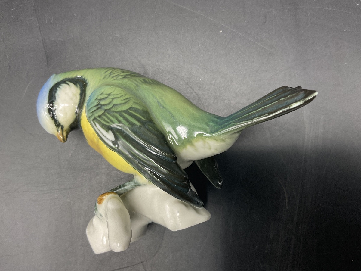 Blue Tit Perched On A Branch In Polychrome Porcelain From The Karl Ens Factory.-photo-1