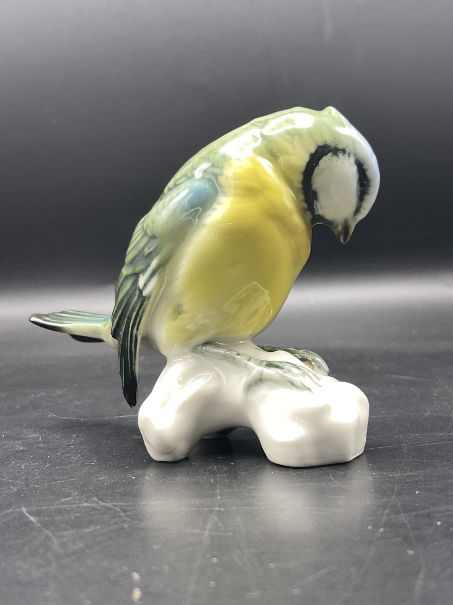Blue Tit Perched On A Branch In Polychrome Porcelain From The Karl Ens Factory.-photo-8
