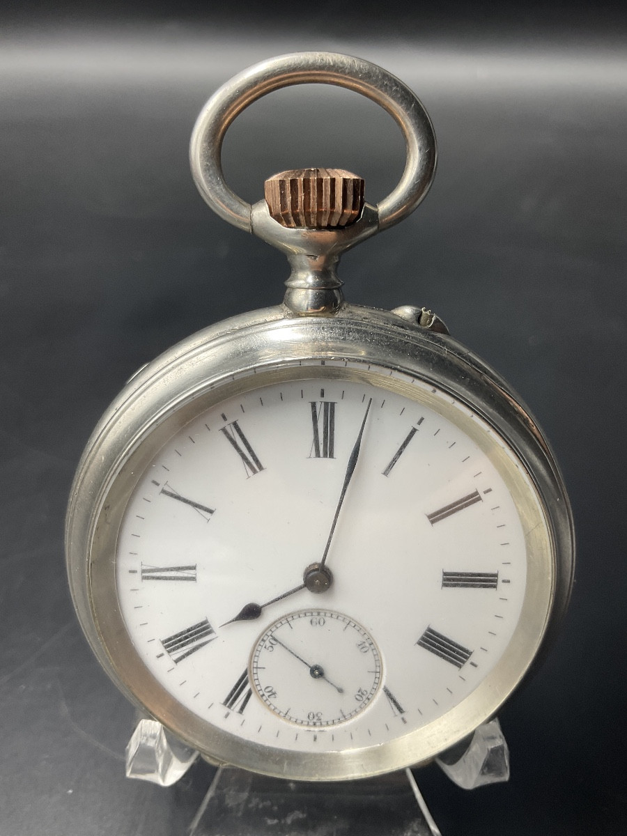 Montre à gousset ou de poche en argent massif de tir cantonal neuchâtelois le Locle en Suisse.-photo-2