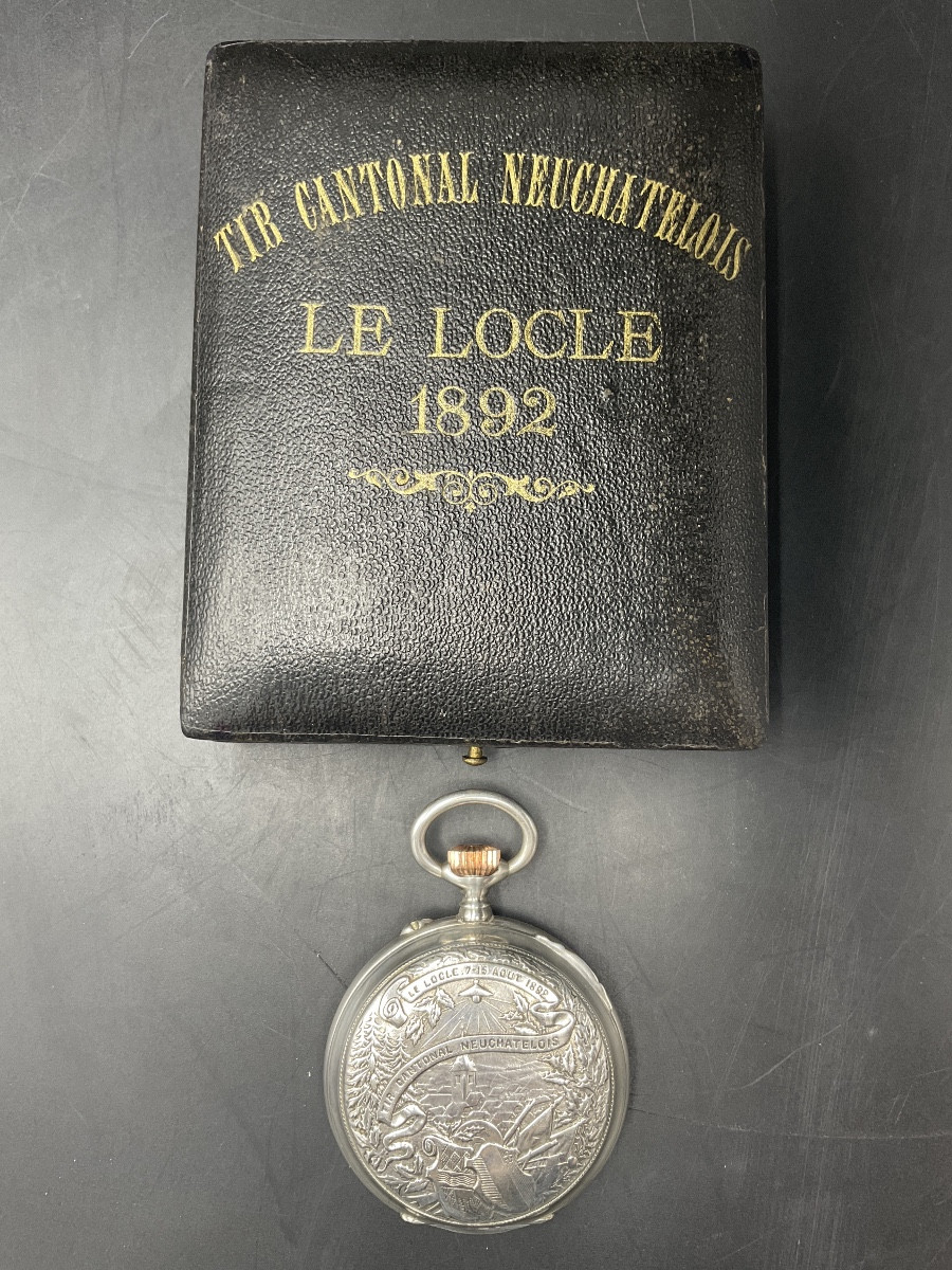Montre à gousset ou de poche en argent massif de tir cantonal neuchâtelois le Locle en Suisse.-photo-6