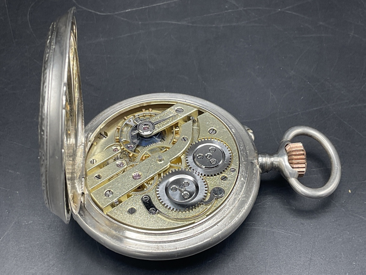 Montre à gousset ou de poche en argent massif de tir cantonal neuchâtelois le Locle en Suisse.-photo-8