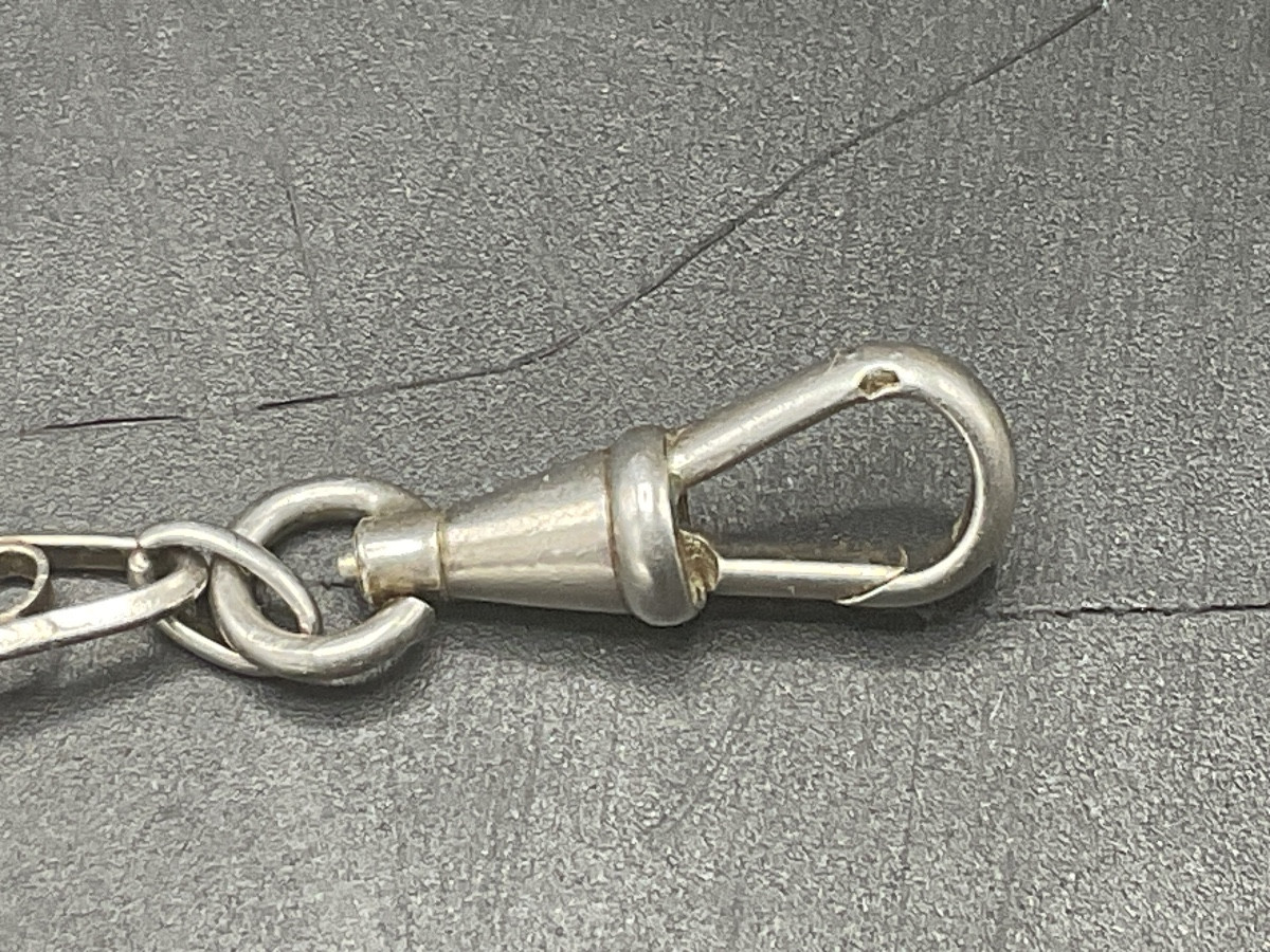 Solid Silver Pocket Or Fob Watch Chain With Flat, Oval Filigree Mesh.-photo-6