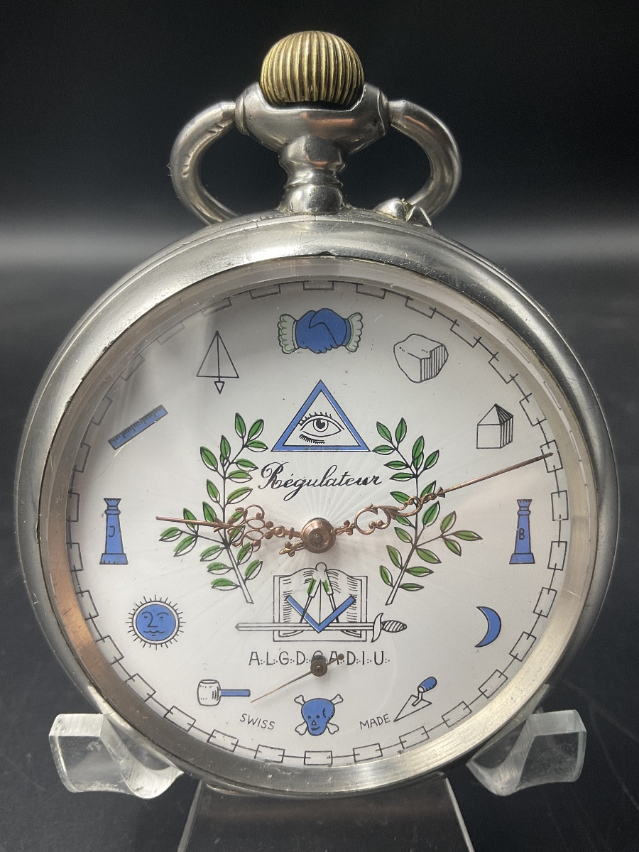 Montre gousset ou de poche Suisse régulateur maçonnique en argent  de marque James Favre Fallet-photo-2