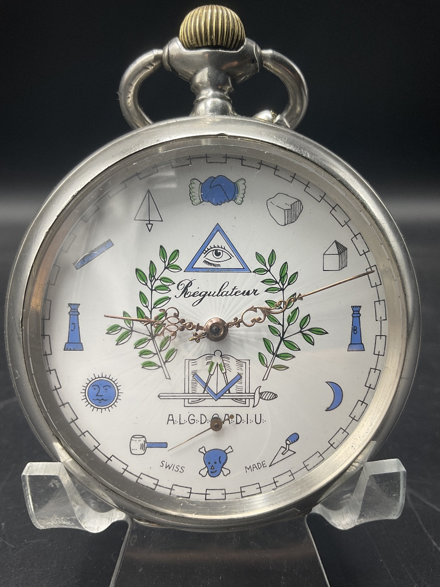 Montre gousset ou de poche Suisse régulateur maçonnique en argent  de marque James Favre Fallet