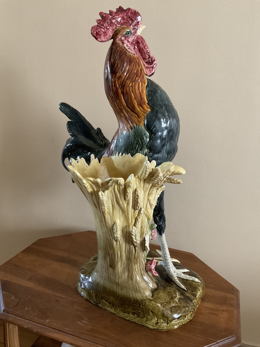 Gallic Rooster In Polychrome Slip From The Choisy Le Roi Factory Signed P. Comoléra.-photo-3