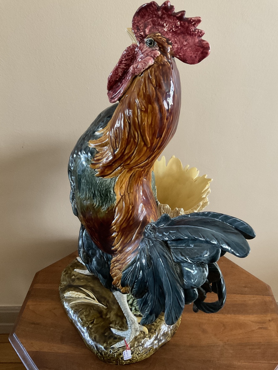 Gallic Rooster In Polychrome Slip From The Choisy Le Roi Factory Signed P. Comoléra.-photo-3