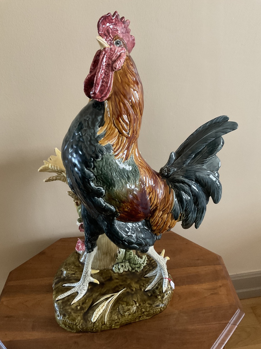 Gallic Rooster In Polychrome Slip From The Choisy Le Roi Factory Signed P. Comoléra.-photo-4