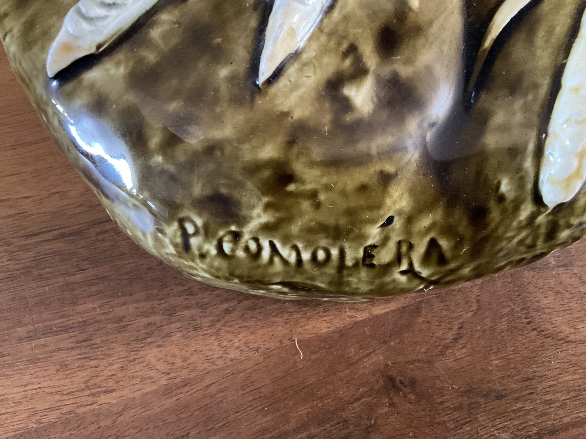 Gallic Rooster In Polychrome Slip From The Choisy Le Roi Factory Signed P. Comoléra.-photo-5