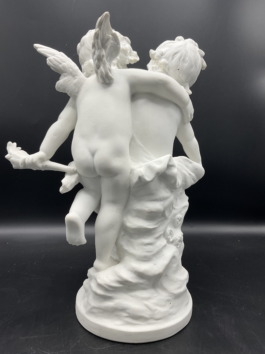 Biscuit From The Samson Factory Representing An Angel And A Young Girl Signed Auguste Moreau. -photo-2