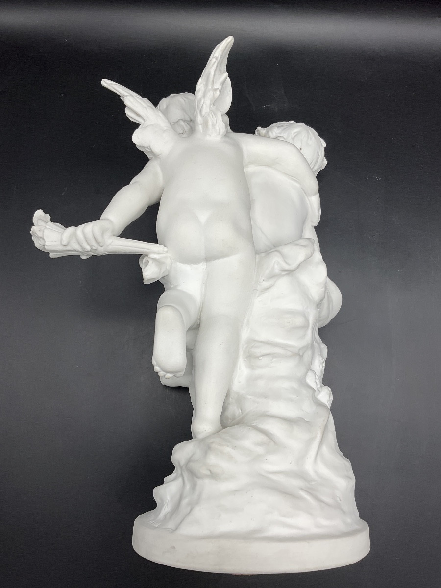 Biscuit From The Samson Factory Representing An Angel And A Young Girl Signed Auguste Moreau. -photo-5