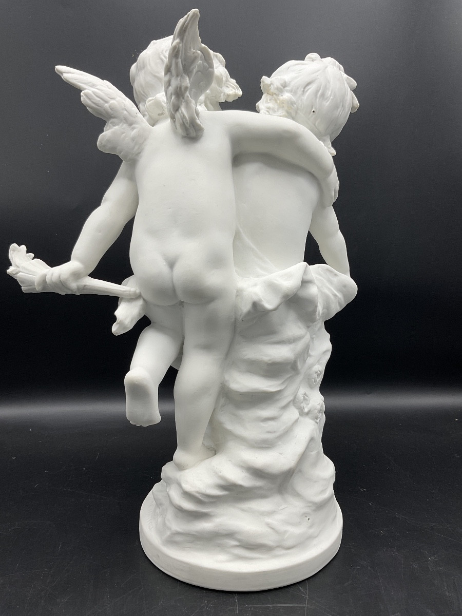 Biscuit From The Samson Factory Representing An Angel And A Young Girl Signed Auguste Moreau. -photo-6