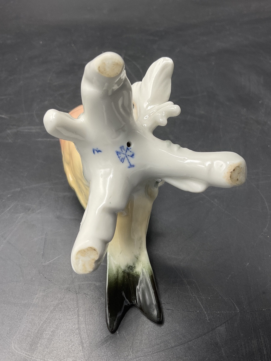 Oiseau sizerin flammé en porcelaine polychrome de la manufacture de Karl ens-photo-8