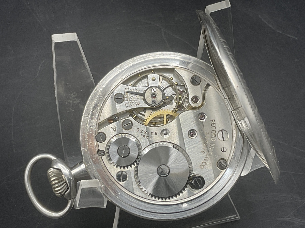 Pocket Watch Or Pocket Watch By Record Watch Co Geneva In Silver With Art Nouveau Decoration.-photo-5